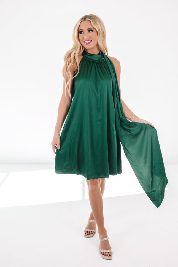 Here For It Dress - Dark Green Online now