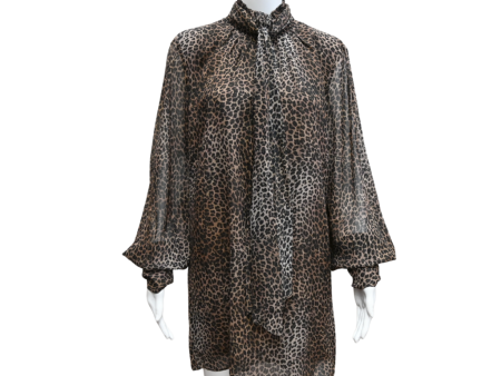 Animal Print Tie Neck Dress Supply