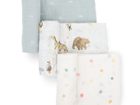 Cotton Muslin Swaddle Blanket 3 Pack - Party Animals on Sale