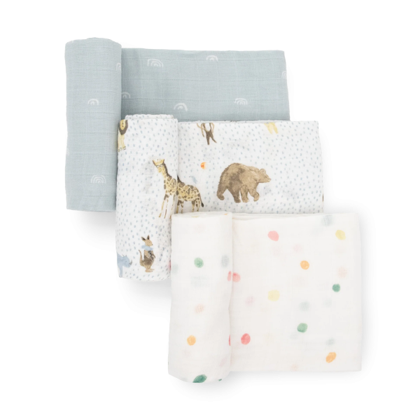 Cotton Muslin Swaddle Blanket 3 Pack - Party Animals on Sale