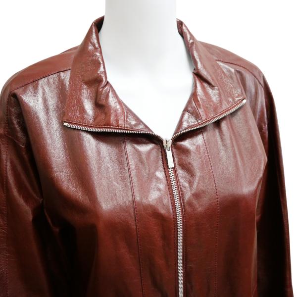 Brick Red Leather Coat Supply