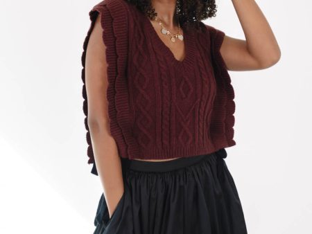 Romantic Nights Sweater Vest - Burgundy Online Hot Sale