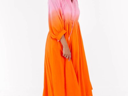 Seaside Sunrise Midi Dress - Pink Orange Online Sale