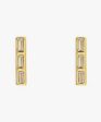 Kris Nations Triple Baguette Bar Earrings - Gold For Cheap