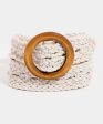 Braided Belt with Round Wooden Buckle- Ivory - FINAL SALE Hot on Sale