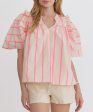 Stripe Top with Ruffle Detailing - Pink - FINAL SALE Hot on Sale