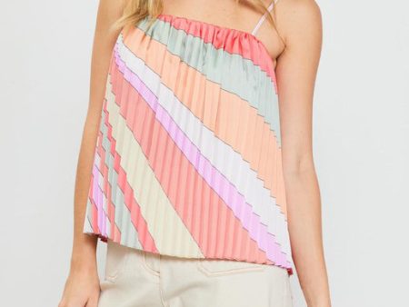 Pleated Cami Top - Multi Stripe - FINAL SALE Supply