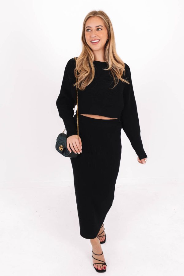 Back To Business Cropped Sweater - Black on Sale