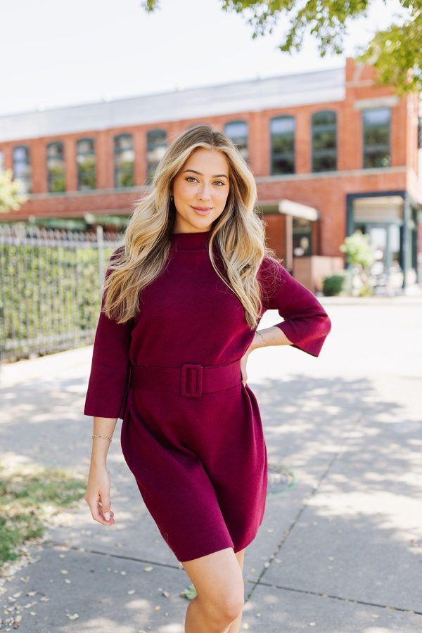 Sunday Mornings Sweater Dress - Burgundy Cheap