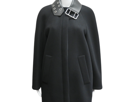 Black Wool-Blend Buckled-Neck Coat Fashion