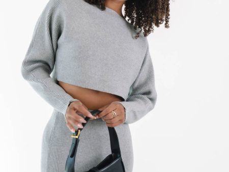 Back To Business Cropped Sweater - Grey Sale