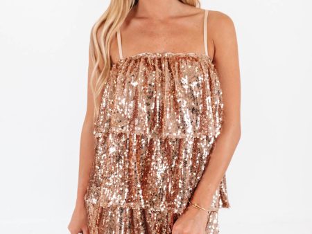 Steal The Scene Dress - Gold Champagne Supply