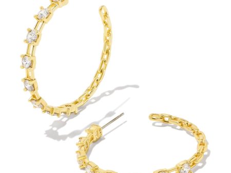 Kendra Scott Lexi Hoop Earrings - Gold White Crystal Cheap