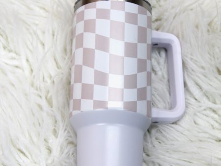 40oz Tumbler with Handle - Checkered - FINAL SALE on Sale