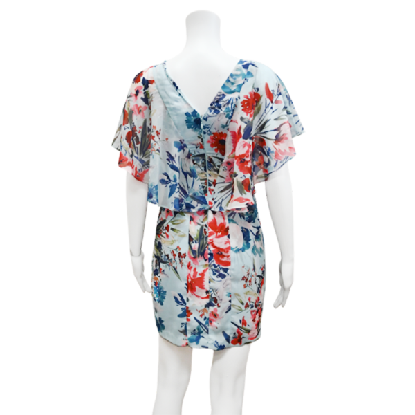 Blue Multi-Color Floral Mini Dress For Cheap