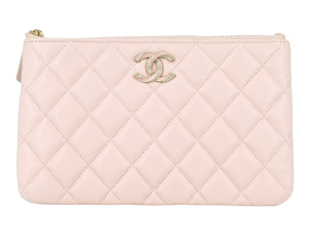 Light Pink Caviar Zip Pouch on Sale