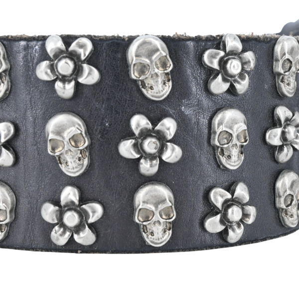 Skull & Floral Studded Leather Belt For Cheap