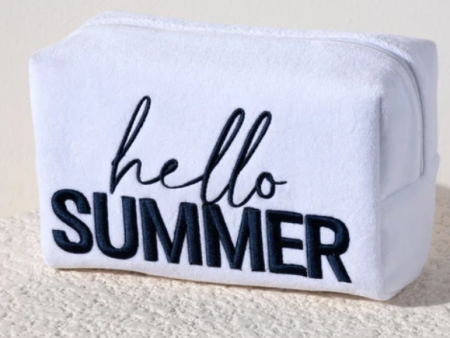 Hello Summer Zip Pouch - White- FINAL SALE Online Hot Sale