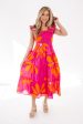 The Maui Ruffle Strap Midi Dress - Pink For Discount