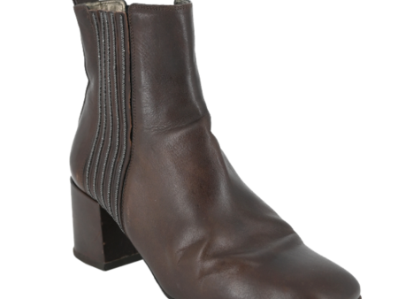 Brown Monili Leather Booties For Cheap