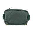 Dark Green Shearling Quilted CC Leather Backpack on Sale