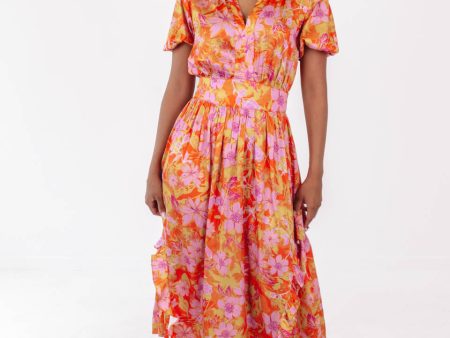 Golden Skies Midi Dress - Orange For Sale