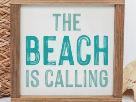 Framed Wood Sign - The Beach Is Calling- FINAL SALE Online now