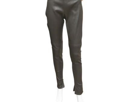 Dark Brown Nappa Leather Trousers on Sale