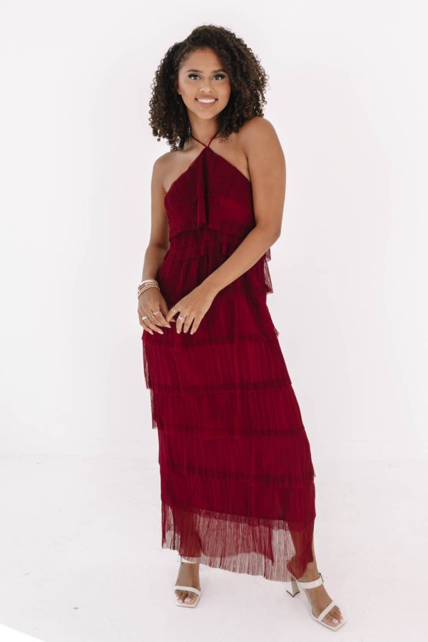 Life Of The Party Midi Dress - Burgundy Online