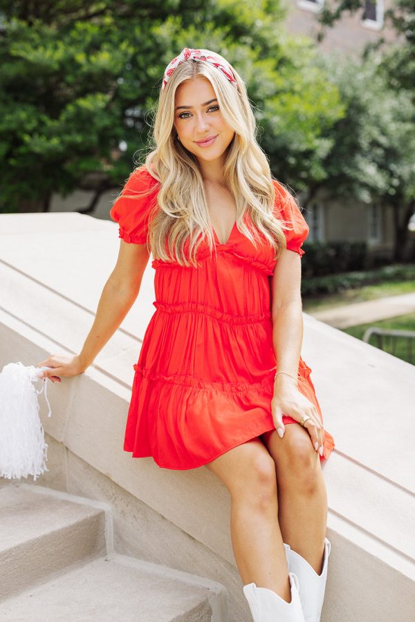 Sideline Sweetheart Dress - Red on Sale