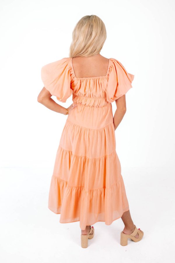 Peachy Keen Midi Dress - Peach Online Sale