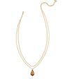 Kendra Scott Camry Enamel Frame Multi Stand Necklace - Gold Marbled Amber Illusion - FINAL SALE For Sale