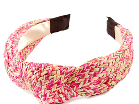 Two-Tone Rattan Headband - Fuchsia - FINAL SALE Fashion