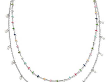 Kendra Scott Eve Multi Strand Necklace - Silver White Mix Sale