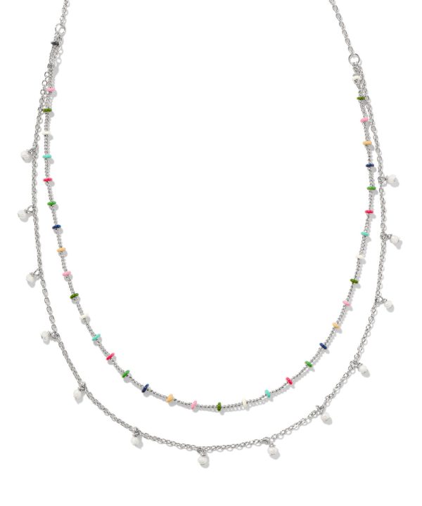 Kendra Scott Eve Multi Strand Necklace - Silver White Mix Sale