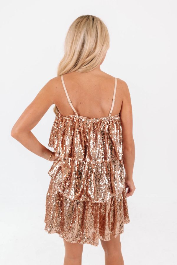 Steal The Scene Dress - Gold Champagne Supply