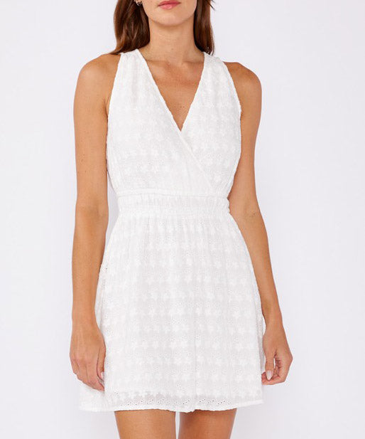 Embroidered Floral Eyelet Mini Dress - White - FINAL SALE Online