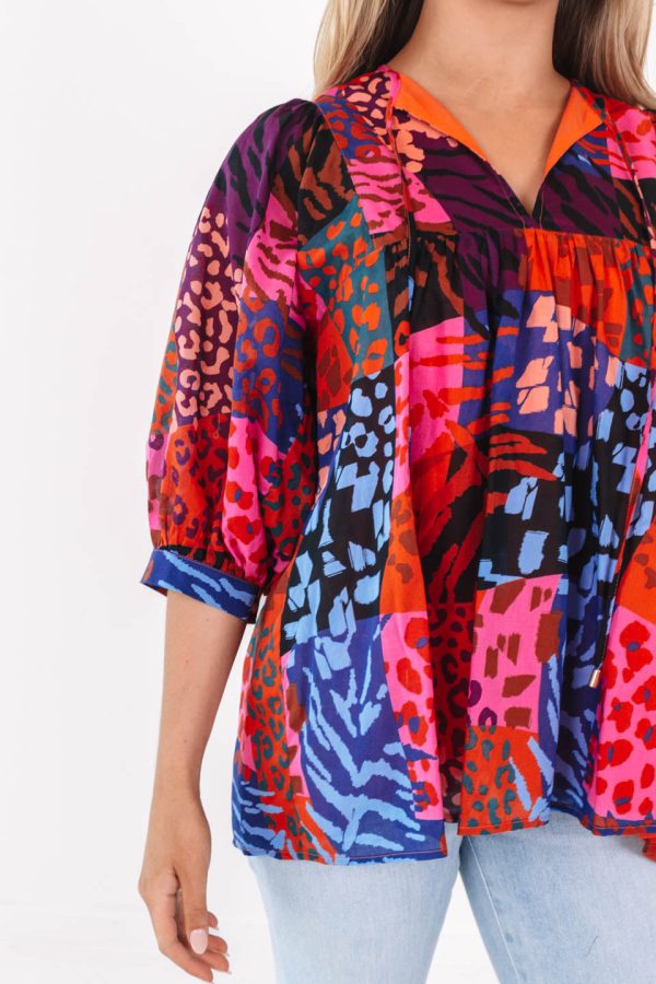 The Jade Puff Sleeve Tunic - Multi Online Sale