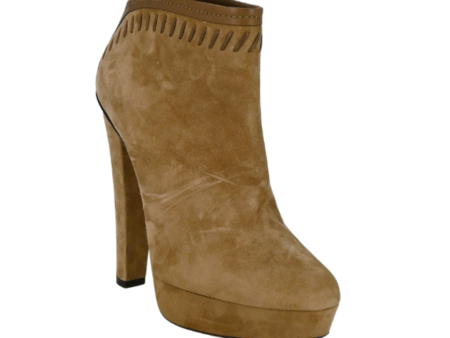 Beige Suede Platform Booties Sale