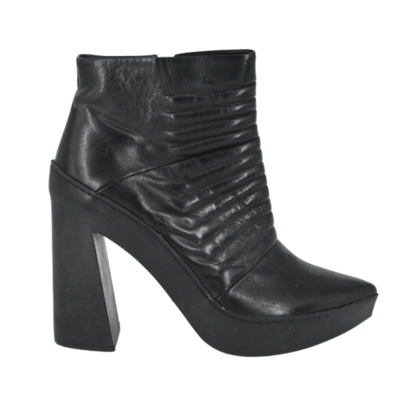 Black Quilted Leather Ankle Booties Online Hot Sale