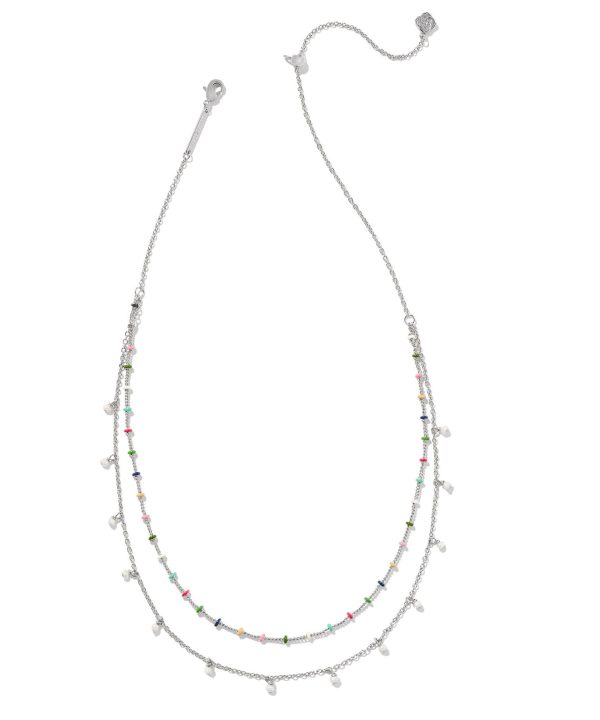 Kendra Scott Eve Multi Strand Necklace - Silver White Mix Sale