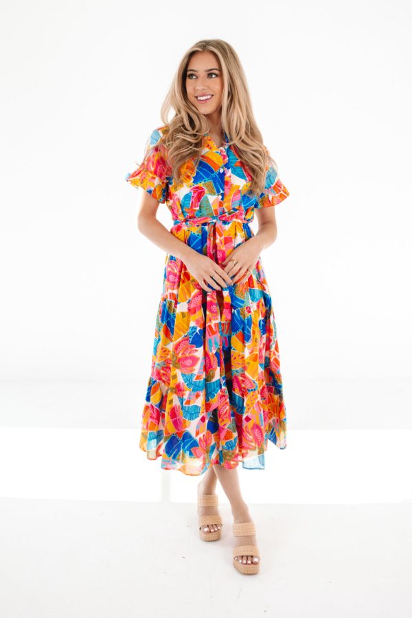 The Alana Button Up Midi Dress - Multi Cheap