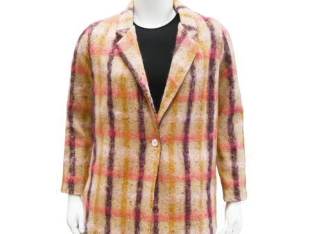 Multicolored Plaid Wool-Blend Coat For Sale