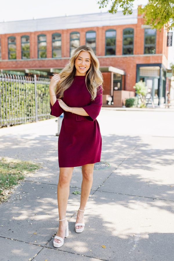 Sunday Mornings Sweater Dress - Burgundy Cheap