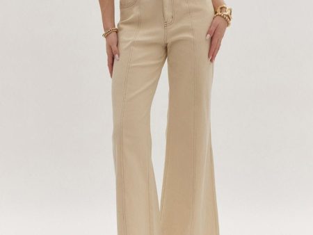 High Waisted Wide Leg Jeans - Bone - FINAL SALE Cheap