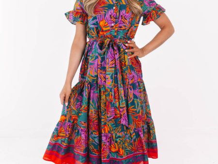 The Asher Button Up Midi Dress - Multi Hot on Sale