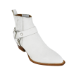 Modern Harness White Leather Booties Fashion