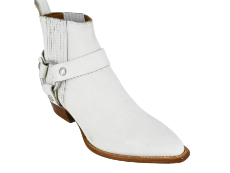 Modern Harness White Leather Booties Fashion