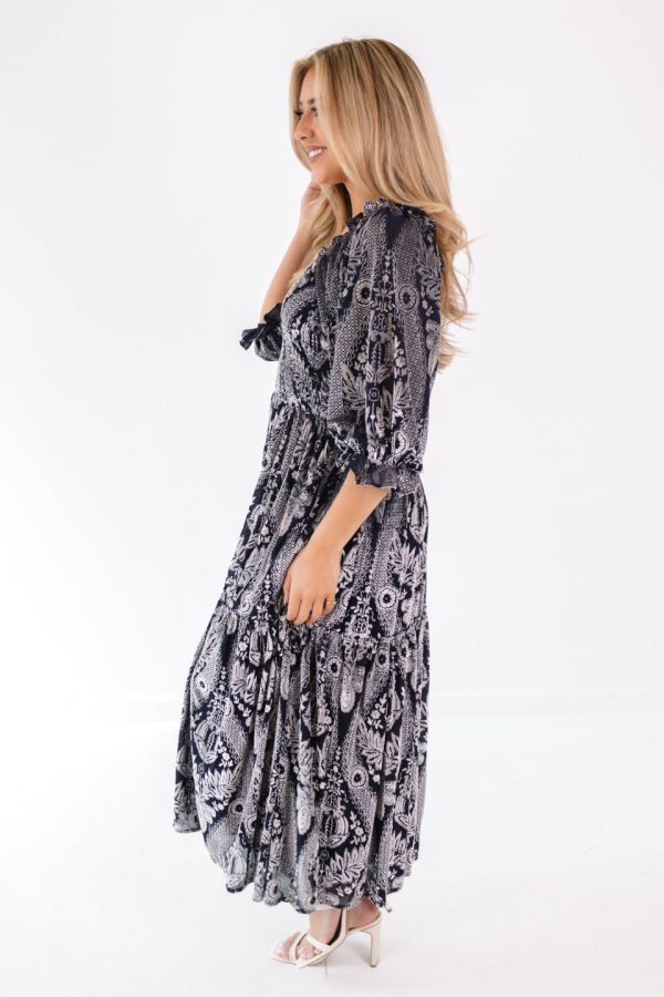 Sunday Best Maxi Dress - Navy Silver Online now