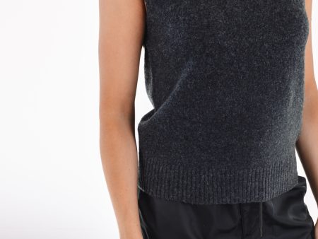 Off To Vermont Sweater Tank - Charcoal on Sale